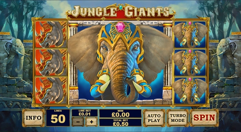 La grafica e le caratteristiche di Jungle Giants slot machine.