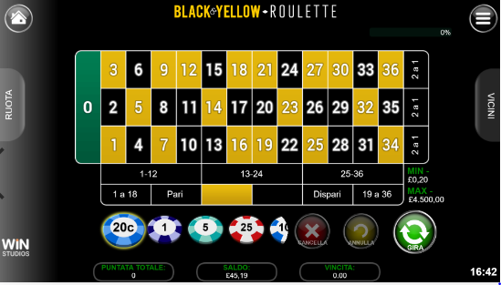 Come si gioca alla Black and Yellow Roulette di Win Studios?