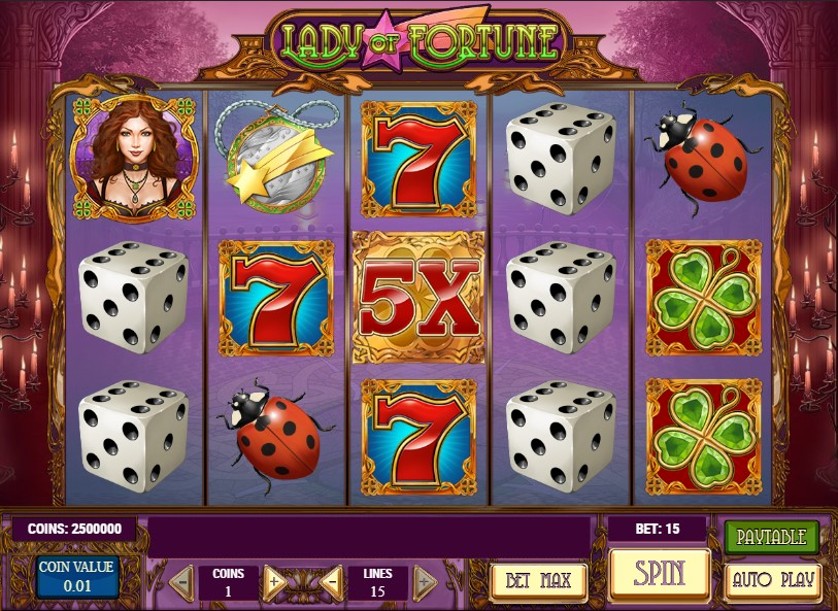 I simboli della Lady of Fortune slot machine online di Play'n Go.