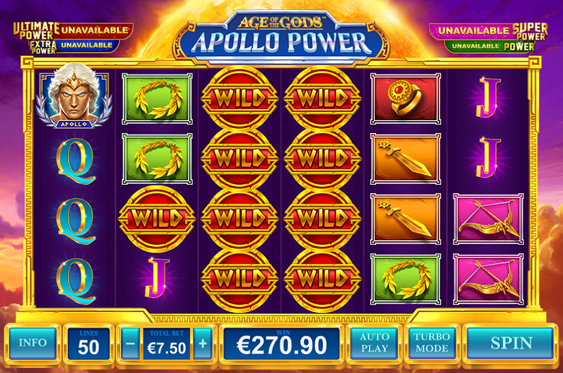 I simboli di Apollo Power slot machine.