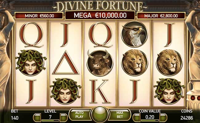 La grafica di Divine Fortune slot machine di NetEnt.