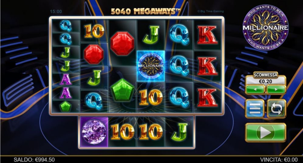 La grafica della slot Who Wants to be a Millionaire di Big Time Gaming.