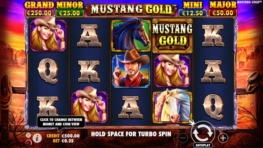 La grafica di Mustang Gold slot machine.