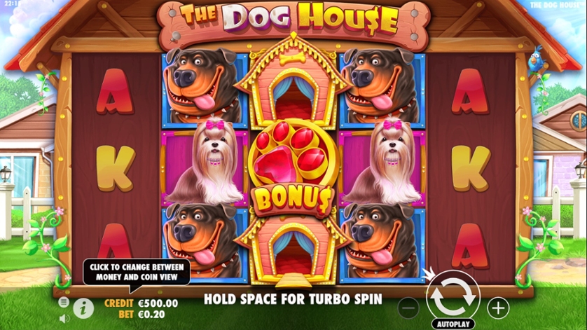 La grafica di The Dog House slot machine di Pragmatic Play.