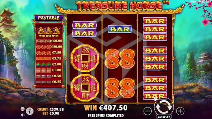 La grafica di Treasure Horse slot machine.
