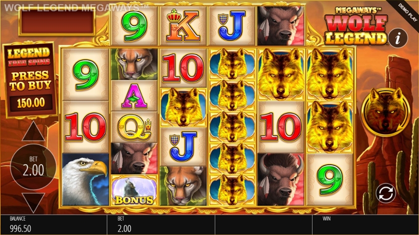 La grafica di Wolf Legend slot machine Megaways.