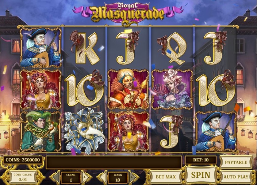 La grafica di Royal Masquerade slot machine.