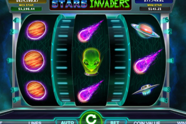 Grafica di Stars Invaders Classic slot.