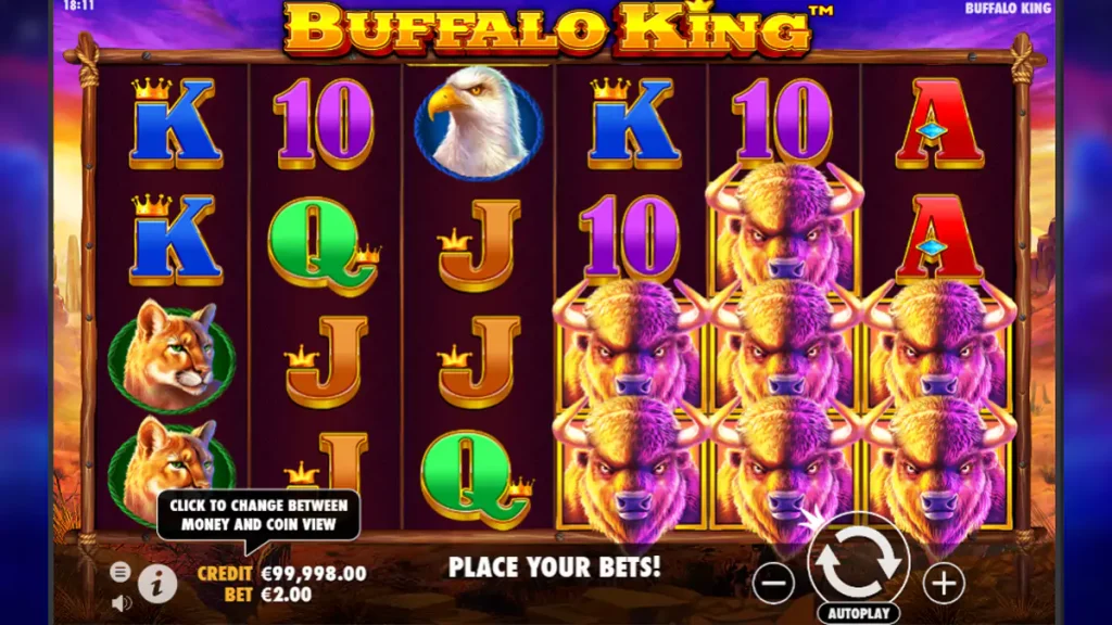 I simboli della slot machine Buffalo King.
