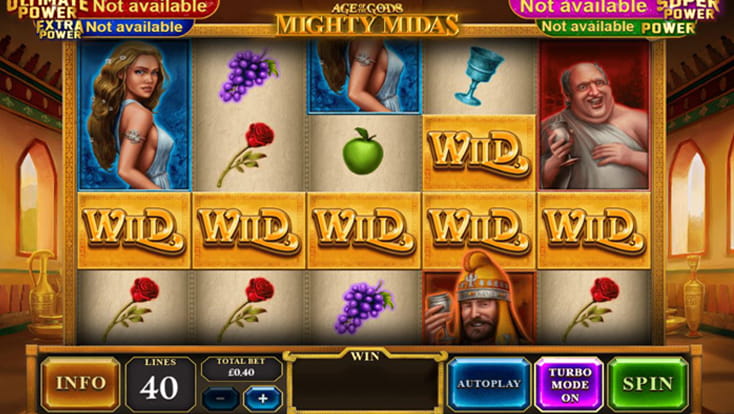 I simboli della slot Mighty Midas di Playtech.