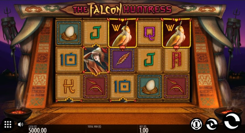 Grafica di Falcon Huntress slot machine.