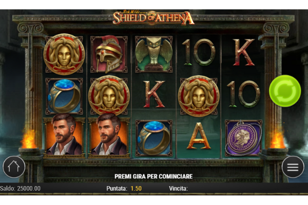 La grafica di Shield of Athena slot machine.