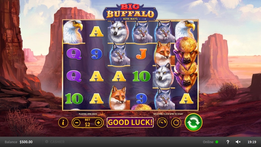 La grafica della slot machine Big Buffalo di SkyWind.