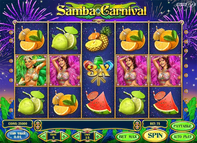 La grafica della slot machine Samba Carnival.