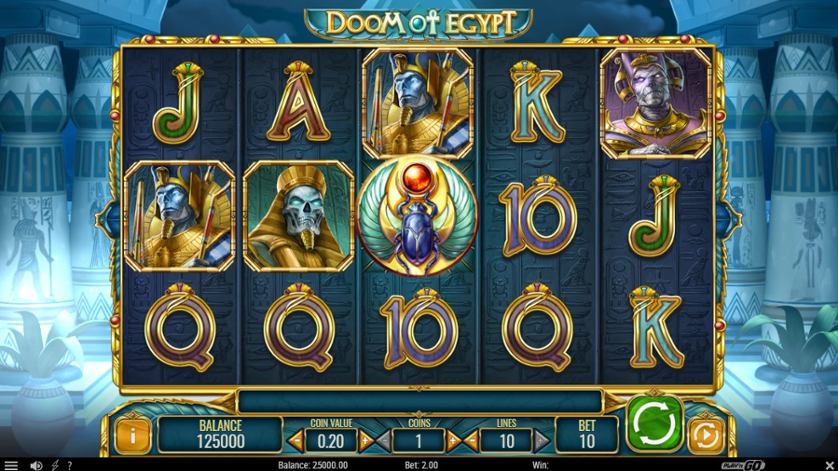 Simboli di Doom of Egypt slot machine.