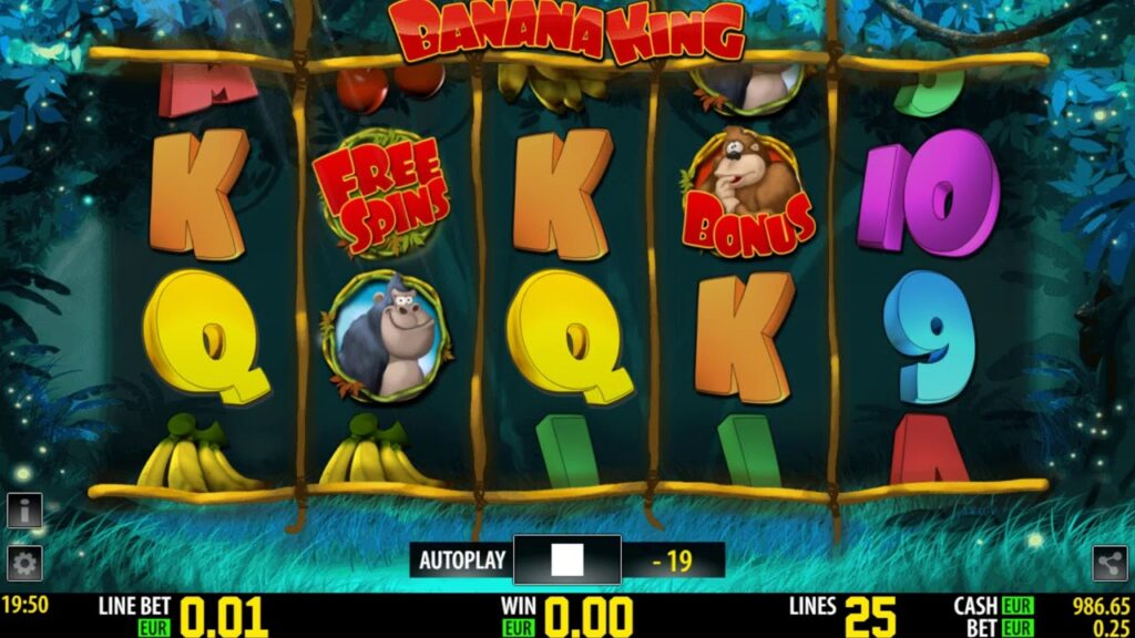 La grafica di Banana King slot machine.