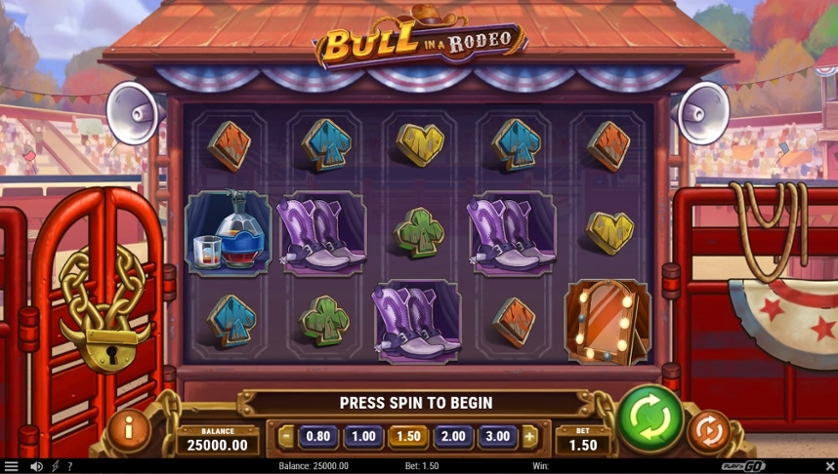 Grafica di Bull in a Rodeo slot.