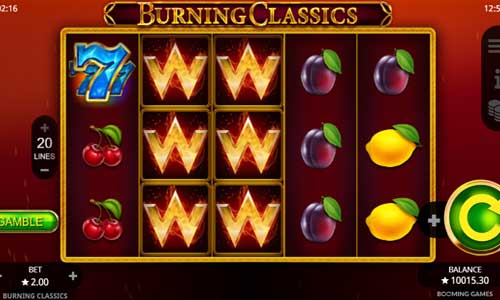 Simboli di Burning Classics slot machine.