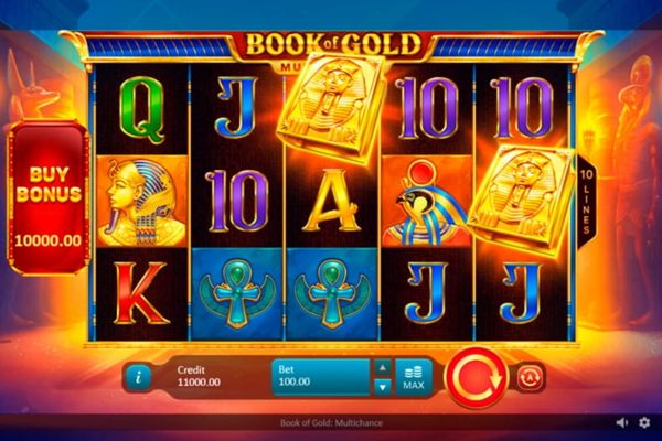 La grafica di Book of Gold Multichance slot machine.