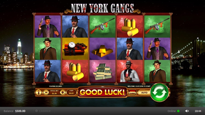 La grafica di New York Gangs slot machine. 