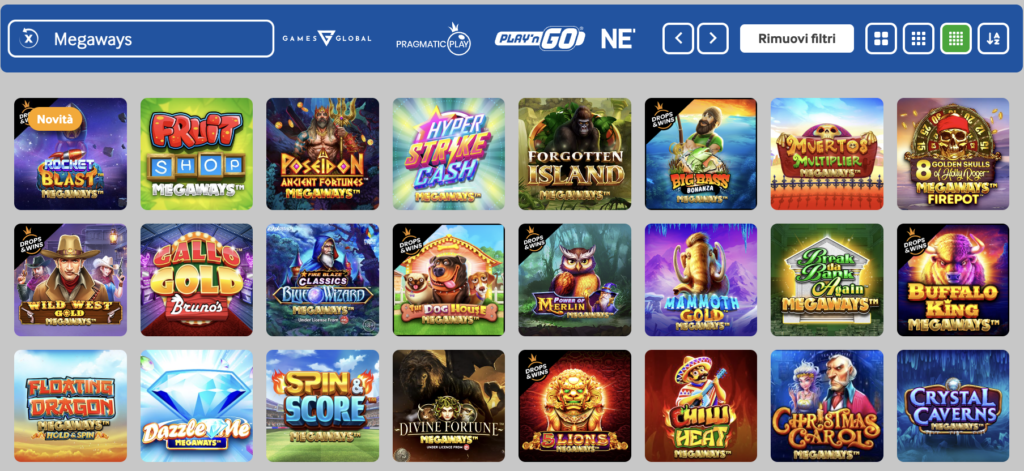 Tutti i giochi disponibili nella sezione "Slot Megaways" di Betway Casino.